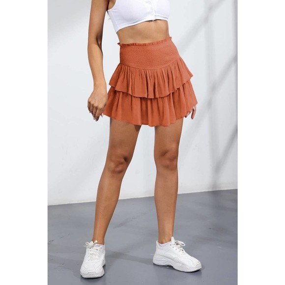 Smocked Ruffled Layered Skort in Black - Picture 9 of 11